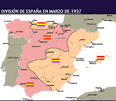 1937 Zona Republicana y Zona Nacionalista