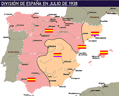 1938 Zona Republicana y Zona Nacionalista