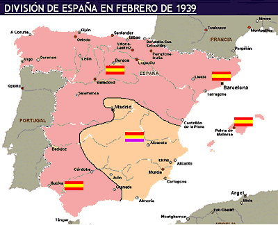 1939 Zona Republicana y Zona Nacionalista