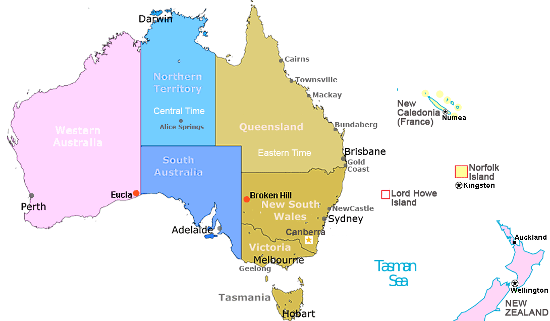 Mapa Zonas Horarias Australia - Hora actual con huso horario - Cambio  horario verano Australia